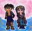 Chibis Heero & Relena dressed as Tidus & Yuna from Final Fantasy X